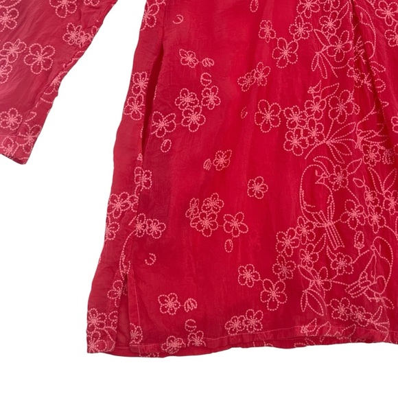 Johnny Was Birdie Marisol Embroidered Long Sleeve Tunic Top Coral Pink SZ M - Picture 6 of 14